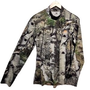 Mossy Oak Mens Camouflage Camo Mock Neck Long Sleeve Shirt Size Medium
